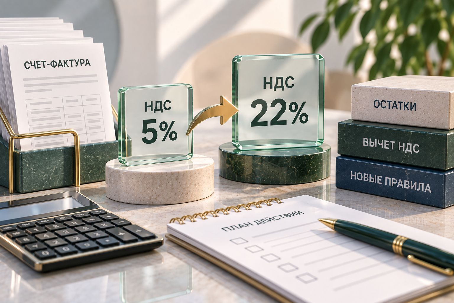 Вычет НДС по остаткам при переходе с 5% на 22%