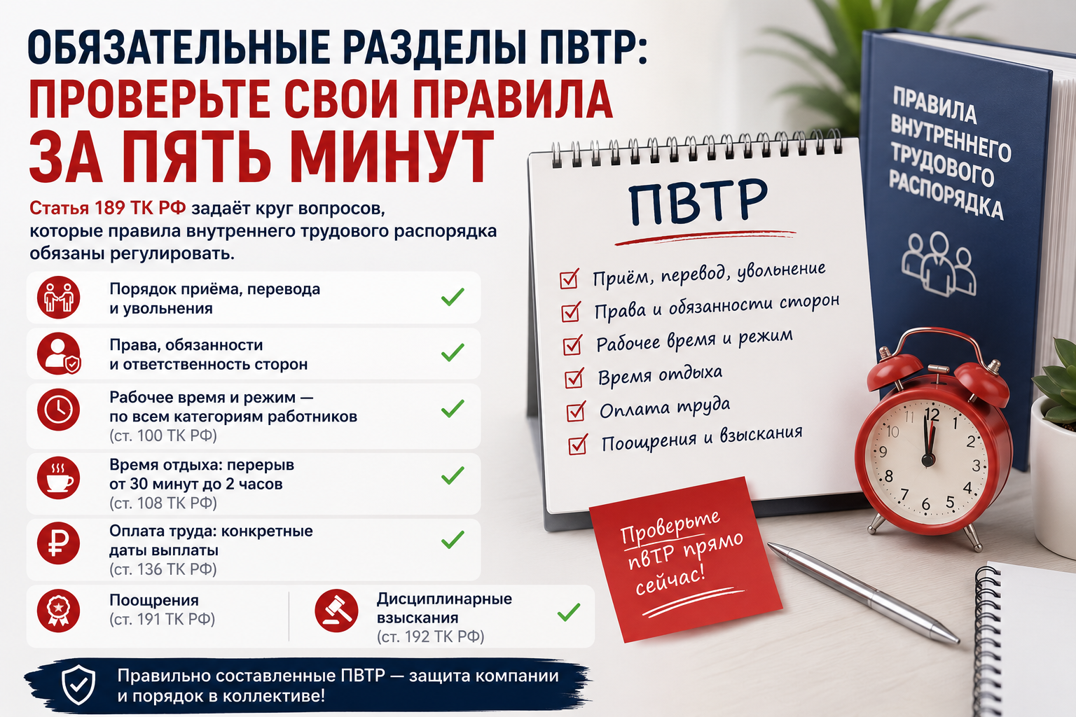 Что должно быть в правилах внутреннего трудового распорядка: обязательные разделы ПВТР