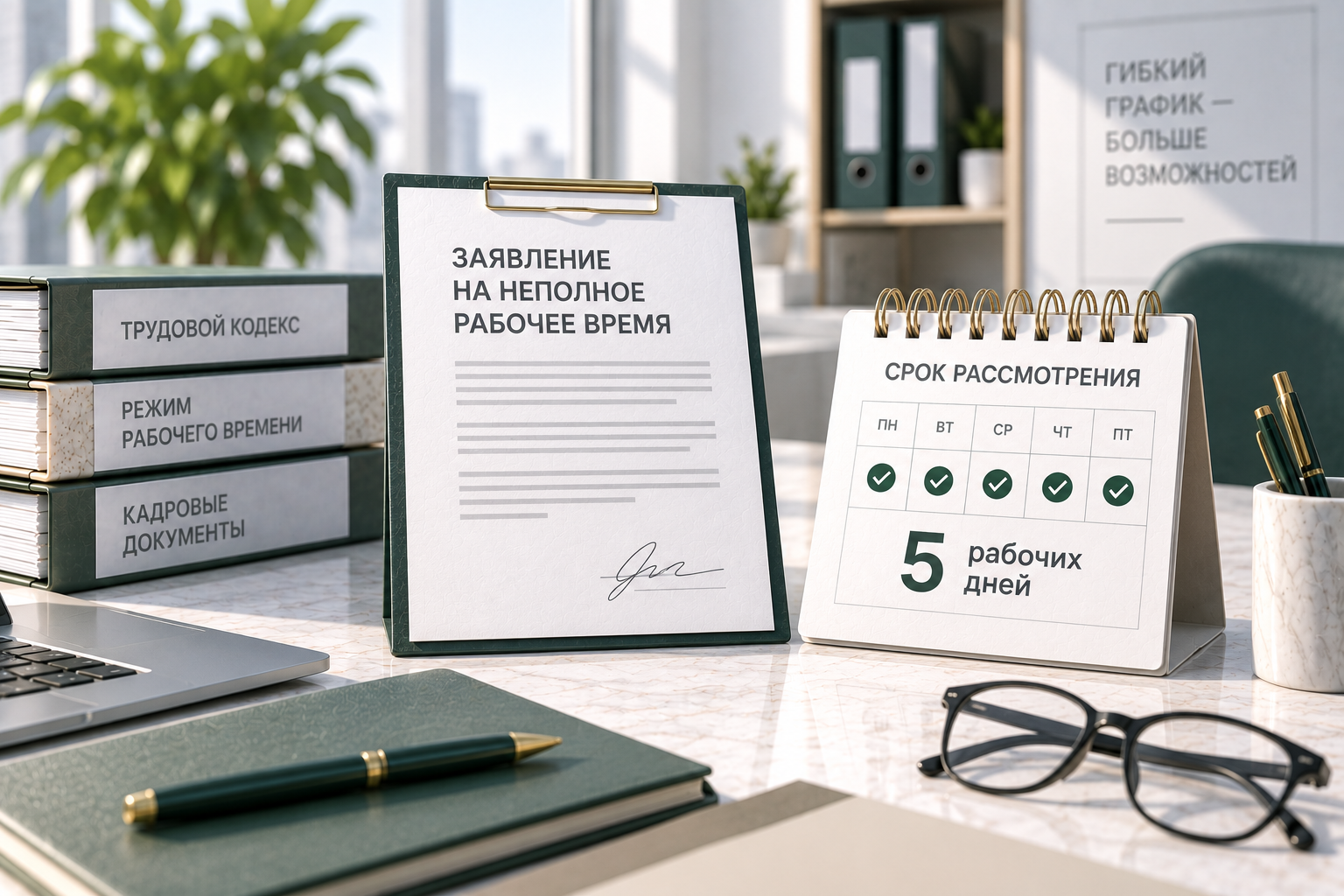 Заявление на неполное рабочее время: срок ответа работодателя 5 рабочих дней 