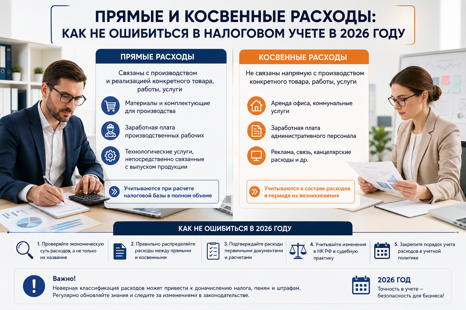 Прямые и косвенные расходы: как не ошибиться в налоговом учете в 2026 году