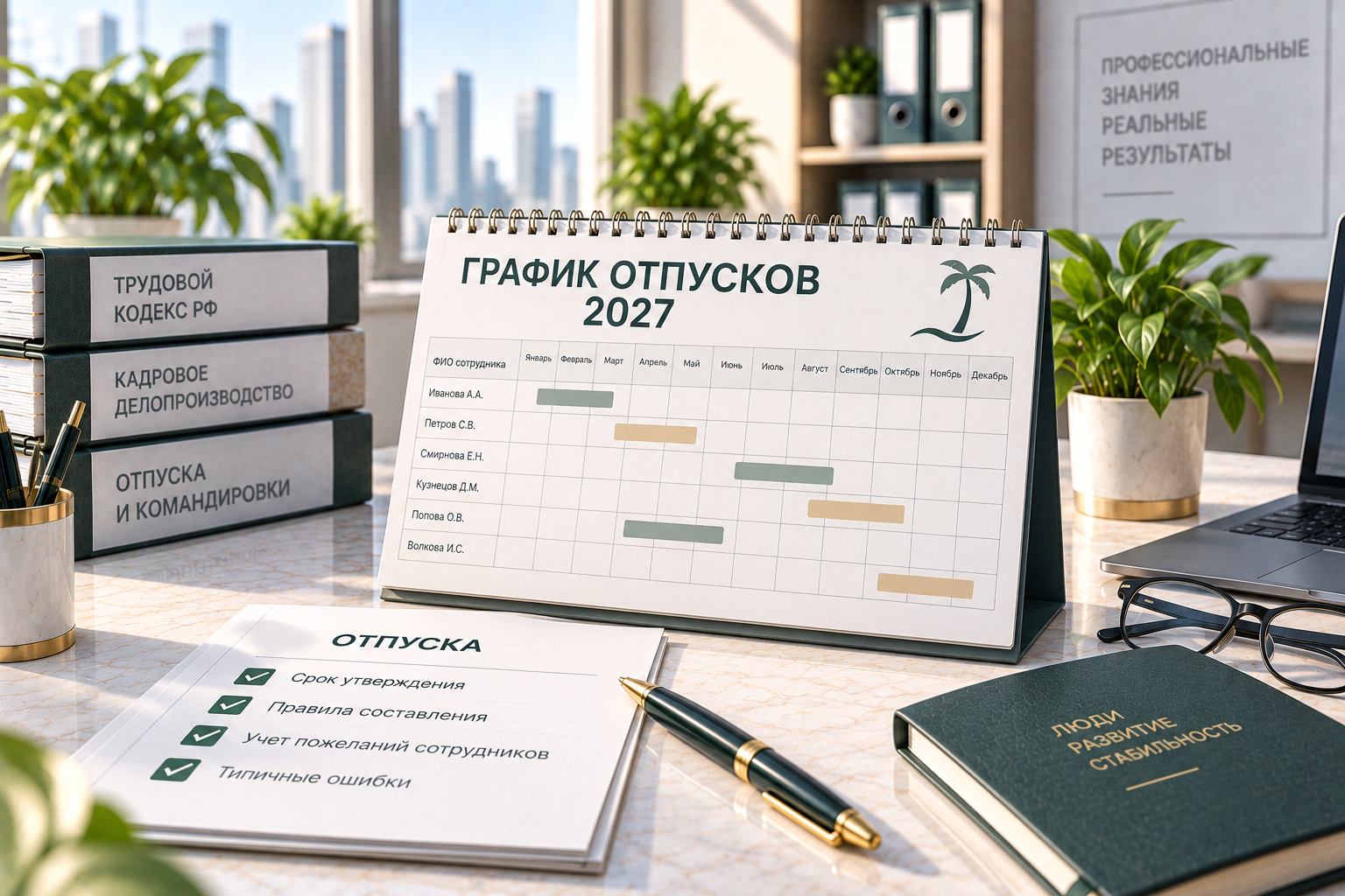 График отпусков на 2027 год: срок утверждения, правила составления и типичные ошибки