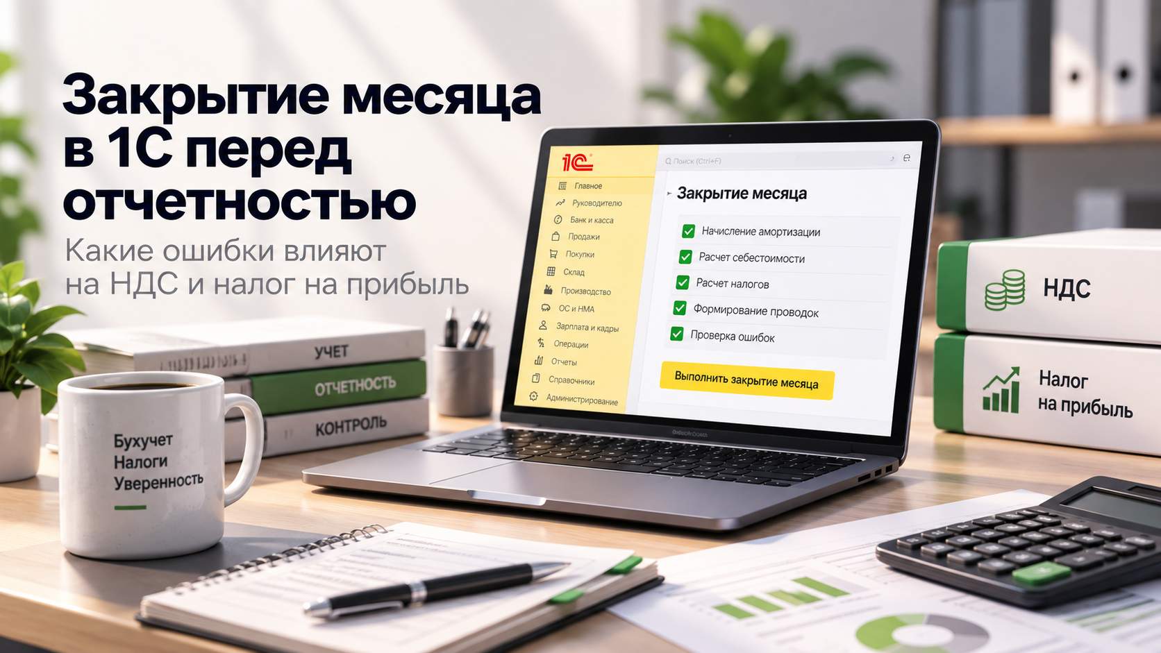 Закрытие месяца в 1С перед отчетностью: какие ошибки влияют на НДС и налог на прибыль