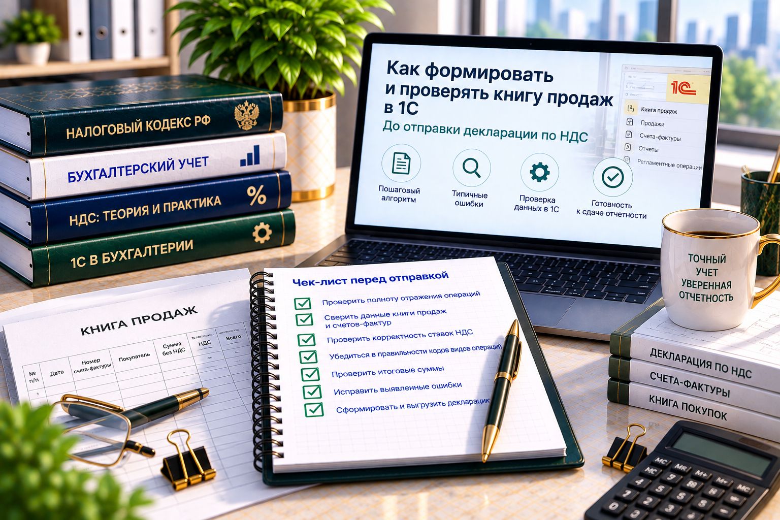 Как формировать и проверять книгу продаж в 1С до отправки декларации по НДС