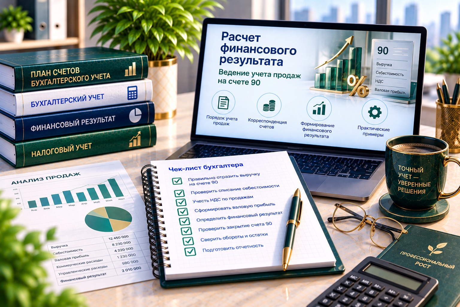 Расчет финансового результата: Ведение учета продаж на счете 90