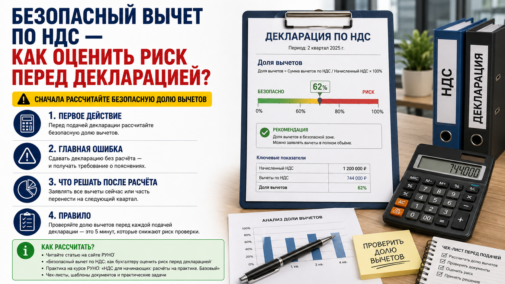 Безопасный вычет по НДС: как бухгалтеру оценить риск перед декларацией