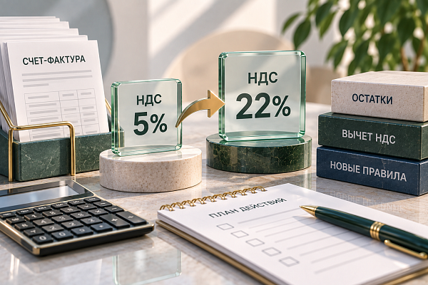 Вычет НДС по остаткам при переходе с 5% на 22%
