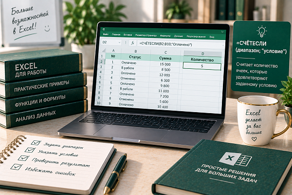 СЧЁТЕСЛИ в Excel: как посчитать ячейки по условию без ошибок