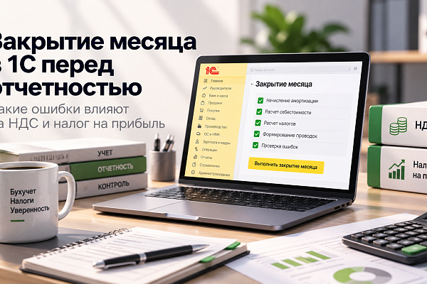 Закрытие месяца в 1С перед отчетностью: какие ошибки влияют на НДС и налог на прибыль