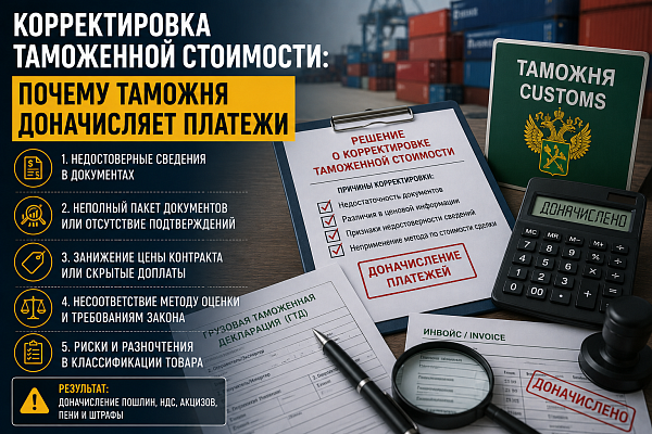 Корректировка таможенной стоимости: почему таможня доначисляет платежи