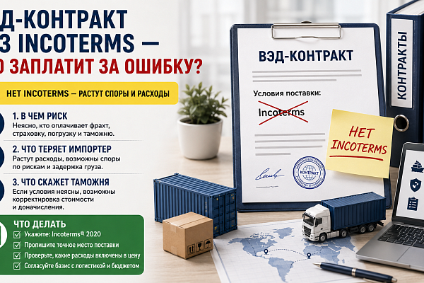 ВЭД-контракт без Incoterms: какие риски возникают у импортера